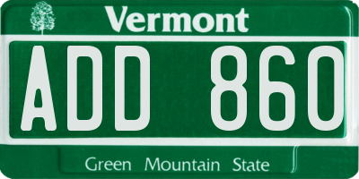 VT license plate ADD860