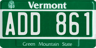 VT license plate ADD861
