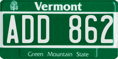 VT license plate ADD862