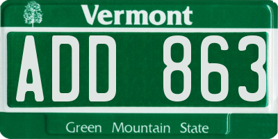 VT license plate ADD863