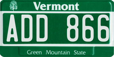 VT license plate ADD866