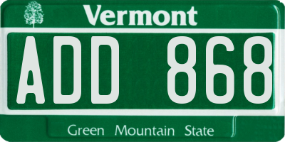 VT license plate ADD868