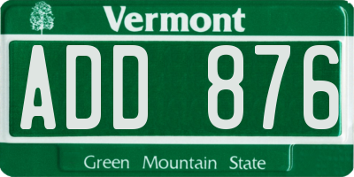 VT license plate ADD876
