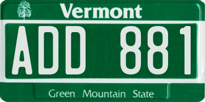 VT license plate ADD881
