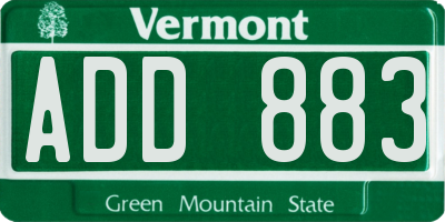 VT license plate ADD883