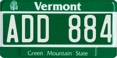 VT license plate ADD884