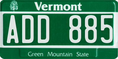 VT license plate ADD885
