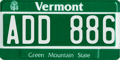 VT license plate ADD886