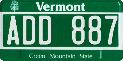 VT license plate ADD887