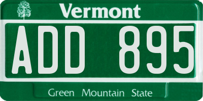 VT license plate ADD895