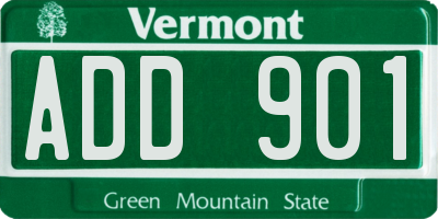 VT license plate ADD901