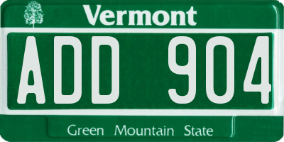 VT license plate ADD904