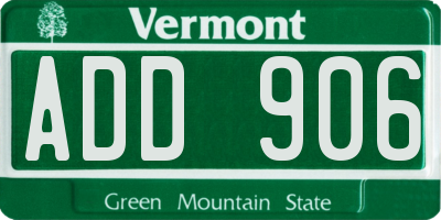 VT license plate ADD906