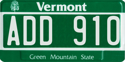 VT license plate ADD910
