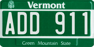 VT license plate ADD911