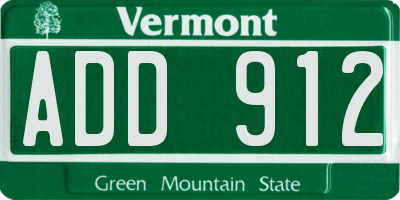 VT license plate ADD912