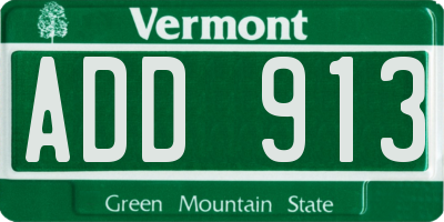 VT license plate ADD913