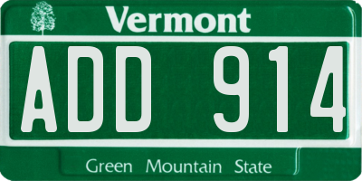 VT license plate ADD914