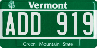 VT license plate ADD919
