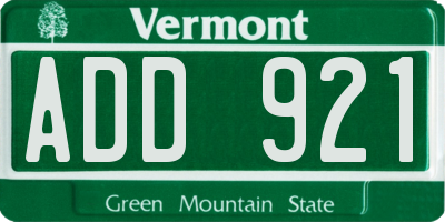 VT license plate ADD921