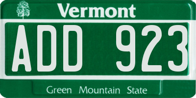 VT license plate ADD923