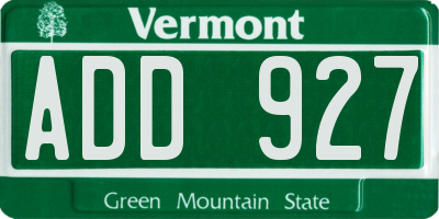 VT license plate ADD927