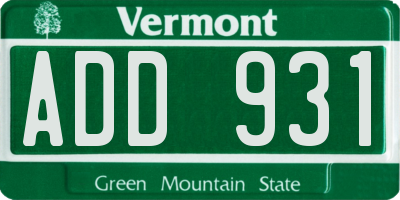 VT license plate ADD931
