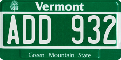 VT license plate ADD932