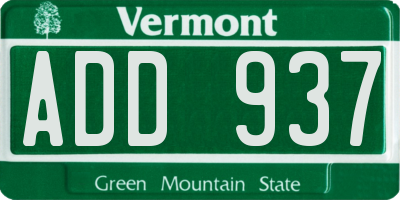 VT license plate ADD937