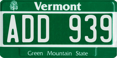 VT license plate ADD939