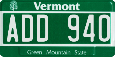 VT license plate ADD940