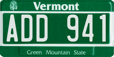 VT license plate ADD941