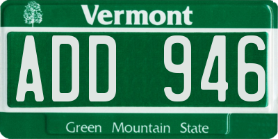 VT license plate ADD946