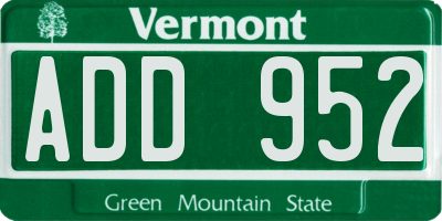 VT license plate ADD952
