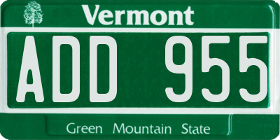 VT license plate ADD955