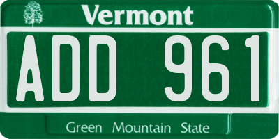VT license plate ADD961