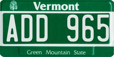 VT license plate ADD965