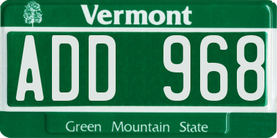 VT license plate ADD968