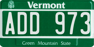 VT license plate ADD973