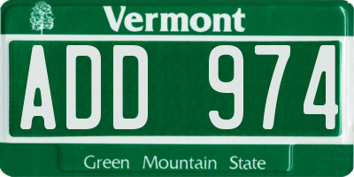 VT license plate ADD974