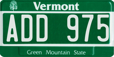 VT license plate ADD975