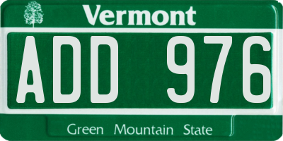 VT license plate ADD976