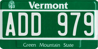 VT license plate ADD979