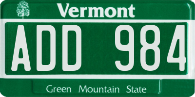 VT license plate ADD984