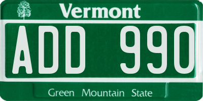 VT license plate ADD990