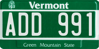 VT license plate ADD991