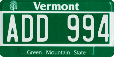 VT license plate ADD994