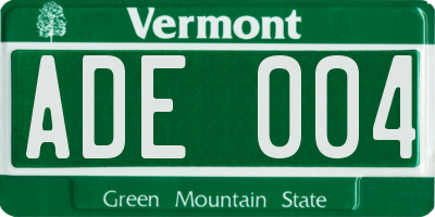 VT license plate ADE004
