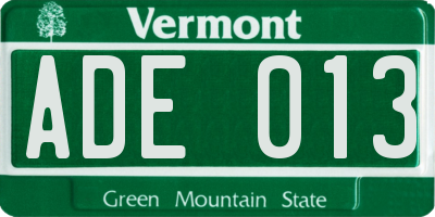 VT license plate ADE013