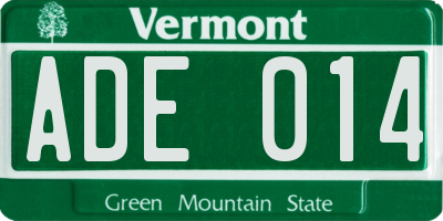 VT license plate ADE014